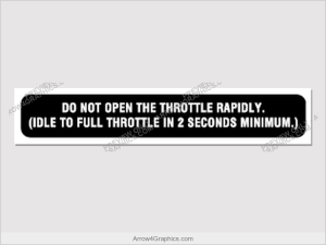 Piper AD Placard - Do Not Open the Throttle Rapidly - replacement AD-referenced warning placard by Arrow Graphics.