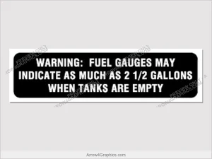 Piper AD Placard - Fuel Gauge Indication Warning - replacement AD-referenced warning placard by Arrow Graphics.
