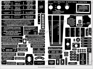 Piper Warrior I/II interior placard set (MPH)